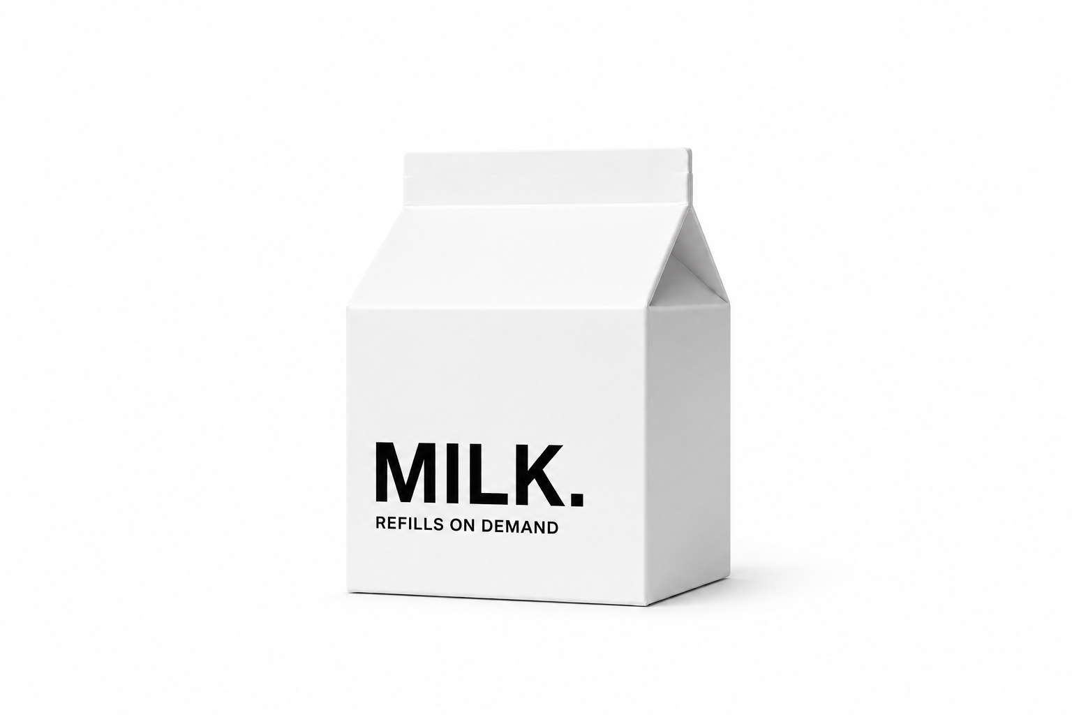 MILK. Refills on demand carton